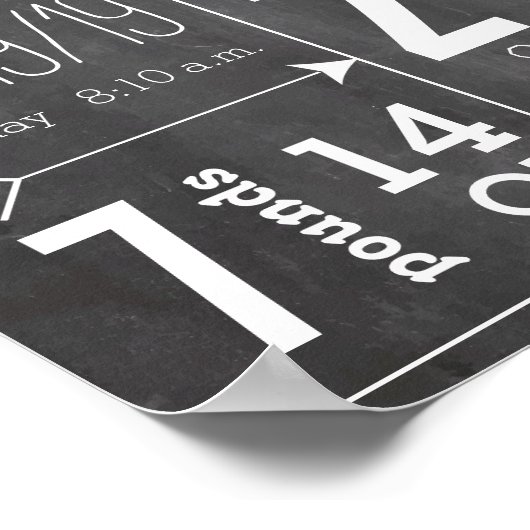 Lil Man Mustache Chalkboard Boy Baby Stat Arrow Poster (Hoek)