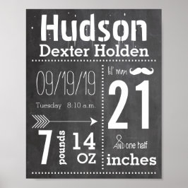Lil Man Snorhaar Schoolbord Jongen Baby Stat Pijl Poster
