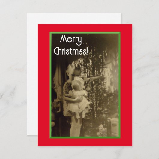 Lil meisje met nieuwe pop kerst Kaart (Voorkant / Achterkant)