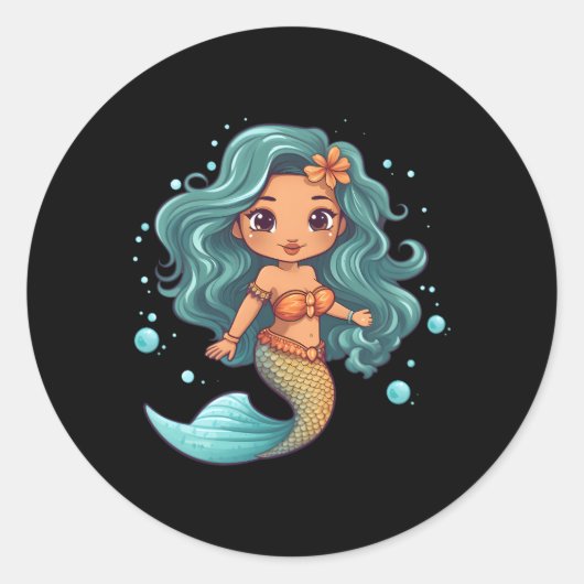 Lil Mermaid Ronde Sticker (Voorkant)