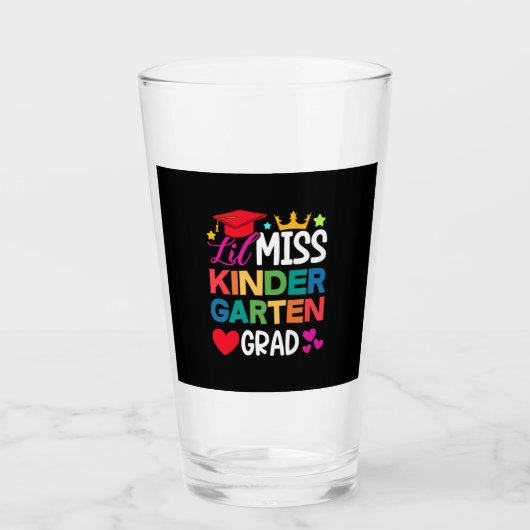 Lil Miss Kindergarten Afstudeerder Prek Afstuderen Glas (Voorkant)