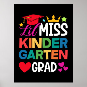 Lil Miss Kindergarten Afstudeerder Prek Afstuderen Poster
