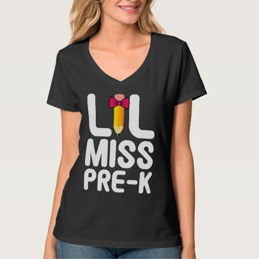Lil Miss Pre K Cute Pre Kindergarten School T-shirt (Voorkant)