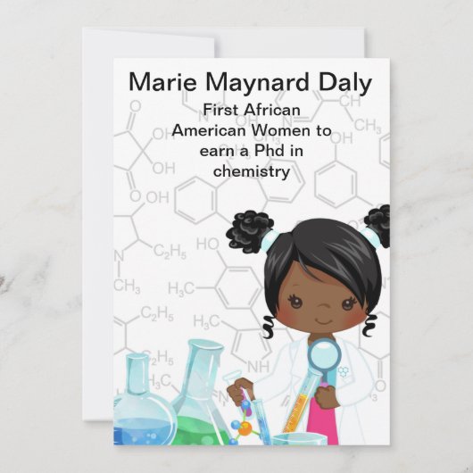 Lil Miss Scientist Birthday Invitation Card (Achterkant)