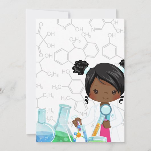 Lil Miss Scientist Birthday Invitation Card (Achterkant)