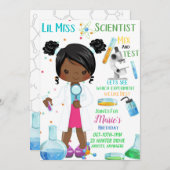 Lil Miss Scientist Birthday Invitation Card (Voorkant / Achterkant)