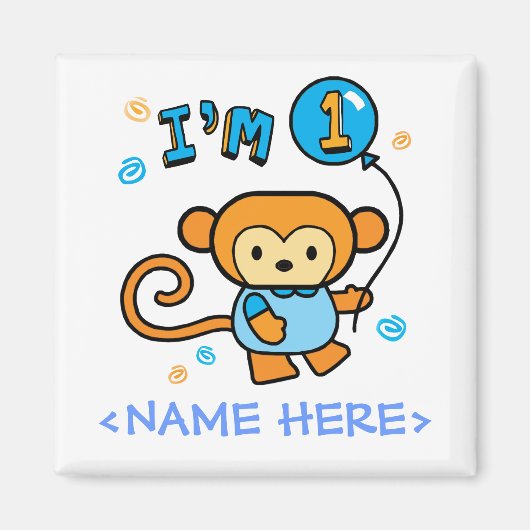 Lil Monkey 1st Birthday Magneet (Voorkant)