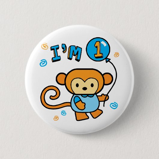 Lil Monkey 1st Birthday Ronde Button 5,7 Cm (Voorkant)