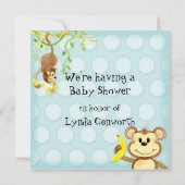 Lil Monkey, Boy Baby shower Uitnodiging (Achterkant)