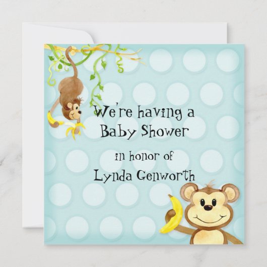 Lil Monkey, Boy Baby shower Uitnodiging (Achterkant)