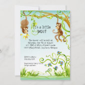 Lil Monkey, Boy Baby shower Uitnodiging (Voorkant)