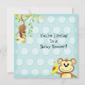 Lil Monkey, Boy Baby shower Uitnodiging (Achterkant)