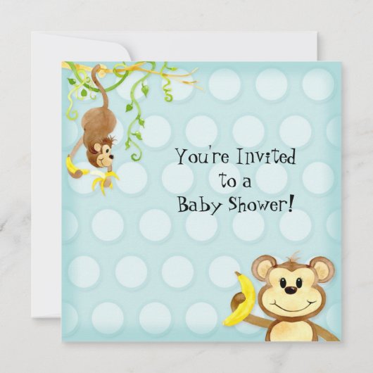Lil Monkey, Boy Baby shower Uitnodiging (Achterkant)