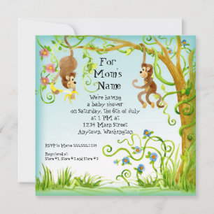 Lil Monkey, Boy Baby shower Uitnodiging
