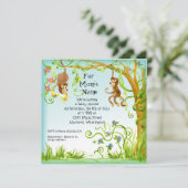 Lil Monkey, Boy Baby shower Uitnodiging (Staand voorkant)