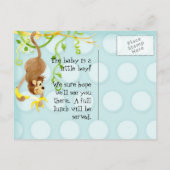 Lil Monkey, Boy Blue Baby shower Post Kaart Uitnod (Achterkant)