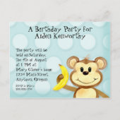 Lil Monkey, Boy Verjaardagsfeest Post Kaart Uitnod (Voorkant)