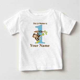 Lil Monkey Eerste Verjaardag Tshirt Persoonlijk