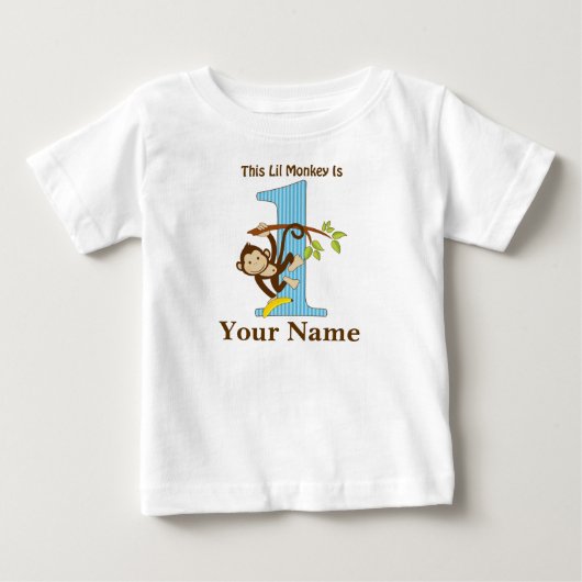 Lil Monkey Eerste Verjaardag Tshirt Persoonlijk (Voorkant)
