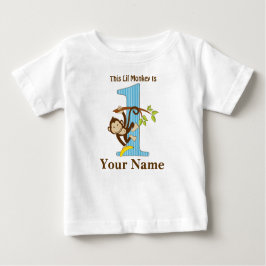 Lil Monkey First Birthday Tshirt gepersonaliseerd