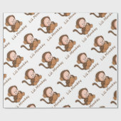 "Lil Monkey" Fun Quote Schattige Baby Monkey Cadeaupapier (Vlak)