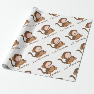 "Lil Monkey" Fun Quote Schattige Baby Monkey Cadeaupapier