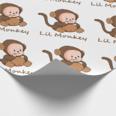 "Lil Monkey" Fun Quote Schattige Baby Monkey Cadeaupapier (Hoek)