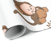 "Lil Monkey" Fun Quote Schattige Baby Monkey Cadeaupapier (Rol Hoek)