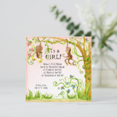 Lil Monkey, Geboorteaankondiging Meisje Kaart (Staand voorkant)