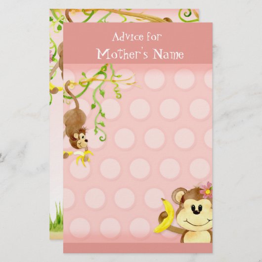 Lil Monkey, Meisje Baby shower Advies (Voorkant / Achterkant)