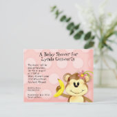 Lil Monkey, Meisje Baby shower Post Kaart Uitnodig (Staand voorkant)