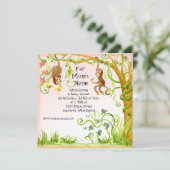 Lil Monkey, Meisje Baby shower Uitnodiging (Staand voorkant)