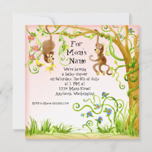 Lil Monkey, Meisje Baby shower Uitnodiging