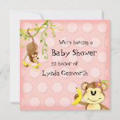 Lil Monkey, Meisje Baby shower Uitnodiging (Achterkant)
