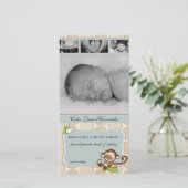 Lil Monkey Nieuwe Baby Geboorte Aankondigingen (Staand voorkant)
