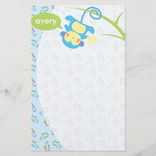 Lil' Monkey Personalized Stationery Briefpapier (Voorkant)