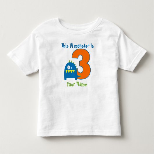 Lil Monster 3e verjaardag gepersonaliseerd T-shirt (Voorkant)