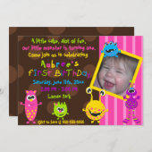 Lil Monsters First Birthday. Kaart (Voorkant / Achterkant)