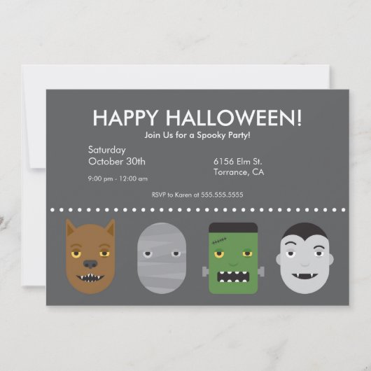 Lil Monsters Halloween Party Invitation Kaart (Voorkant)