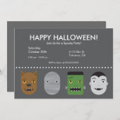 Lil Monsters Halloween Party Invitation Kaart (Voorkant / Achterkant)