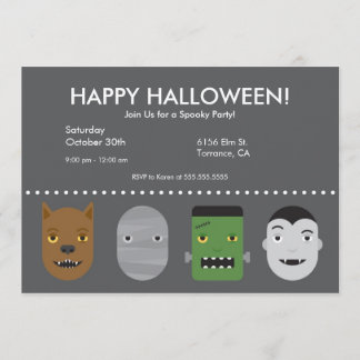 Lil Monsters Halloween Party Invitation Kaart