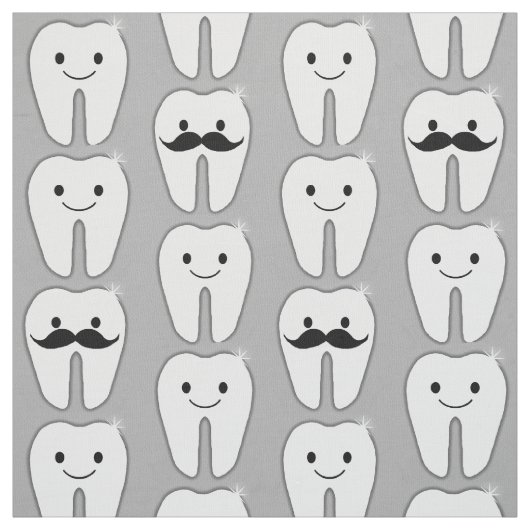 Lil Mustache Tooth op Grey Stof (Swatch)