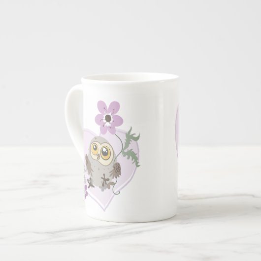 Lil owl ~ Bedankt! ~bone china mok (Links)
