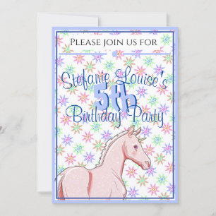 Lil Palomino Unicorn Birthday (roze/blauw) Kaart