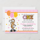 Lil Peanut ONE (meisje) Uitnodiging verjaardag (Voorkant)