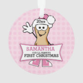 Lil Peanut (roze) Baby's 1ste Kerstmis Ornament (achterkant)