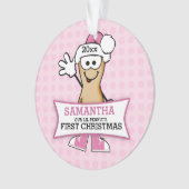 Lil Peanut (roze) Baby's 1ste Kerstmis Ornament (voorkant)