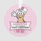 Lil Peanut (roze) Baby's 1ste Kerstmis Ornament (voorkant)