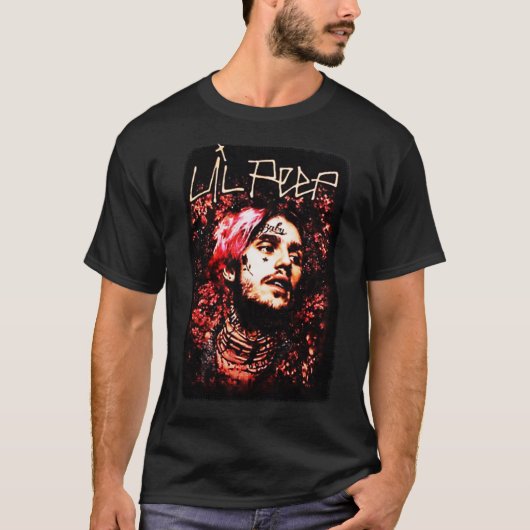 Lil Peep Floral Portret Essential T-shirt (Voorkant)