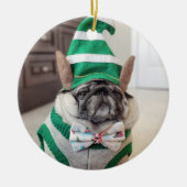 Lil Pickles Da Pug Grompy Elf Ornament (Voorkant)